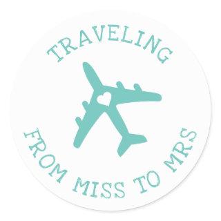 U PICK COLORS Travel Theme Bridal Shower Favor Classic Round Sticker