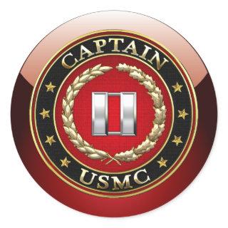 U.S. Marines: Captain (USMC Capt) [3D] Classic Round Sticker