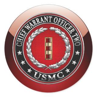 U.S. Marines: Chief Warrant Two (USMC CWO-2) [3D] Classic Round Sticker