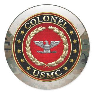 U.S. Marines: Colonel (USMC Col) [3D] Classic Round Sticker