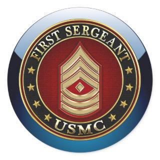 U.S. Marines: First Sergeant (USMC 1stSgt) [3D] Classic Round Sticker