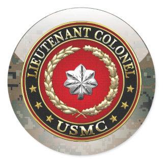U.S. Marines: Lieutenant Colonel (USMC LtCol) [3D] Classic Round Sticker