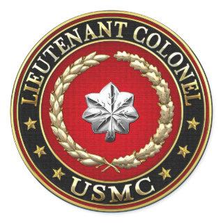 U.S. Marines: Lieutenant Colonel (USMC LtCol) [3D] Classic Round Sticker