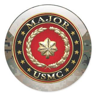 U.S. Marines: Major (USMC Maj) [3D] Classic Round Sticker