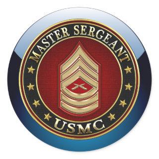 U.S. Marines: Master Sergeant (USMC MSgt) [3D] Classic Round Sticker