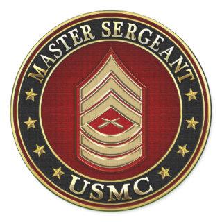 U.S. Marines: Master Sergeant (USMC MSgt) [3D] Classic Round Sticker