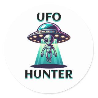 UFO Hunter | Ai Art with UFO and Alien Classic Round Sticker