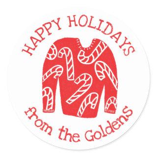 Ugly Sweater CUSTOM Holiday Christmas  Classic Round Sticker