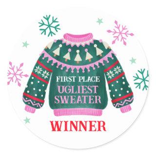 Ugly Sweater Party 1st Place Contest Winner Classic Round Sticker