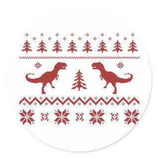 Ugly T-Rex Dinosaur Christmas Sweater Classic Round Sticker