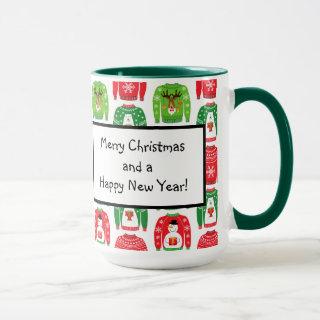 Ugly Xmas Sweaters Polar Bear Snowman Rudolf Red Mug