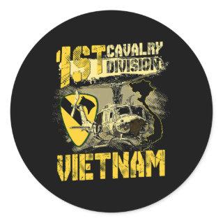 Uh1 Huey Helicopter 1st Cavalry Division Vietnam V Classic Round Sticker