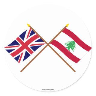 UK and Lebanon Crossed Flags Classic Round Sticker