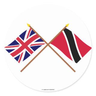 UK and Trinidad & Tobago Crossed Flags Classic Round Sticker
