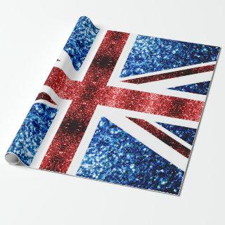 UK flag red and blue sparkles glitters