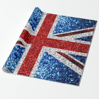 UK flag red blue white sparkles glitters