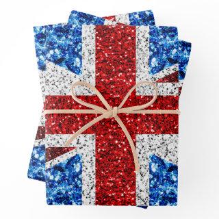 UK flag red blue white sparkles glitters  Sheets