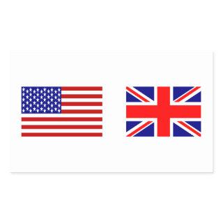 UK & USA Flags Side by Side Rectangular Sticker