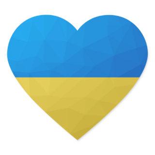Ukraine flag yellow blue geometric pattern mesh heart sticker