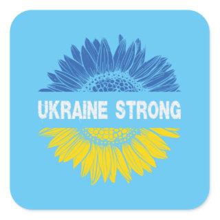 Ukraine Strong Sunflower Square Sticker
