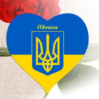Ukrainian flag, Emblem & Ukraine holiday / sports Heart Sticker