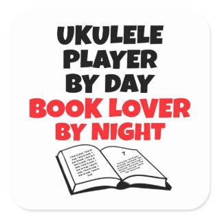 Ukulele Player Loves Reading Square Sticker