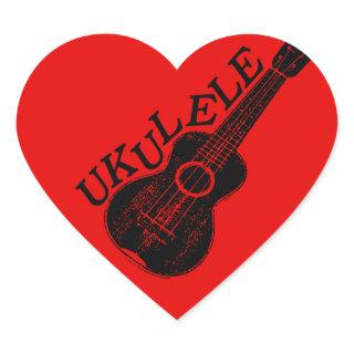 Ukulele Text And Image Heart Sticker
