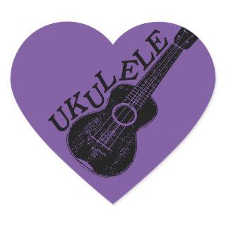 Ukulele Text And Image Heart Sticker