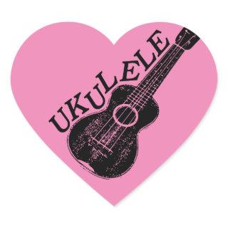 Ukulele Text And Image Heart Sticker