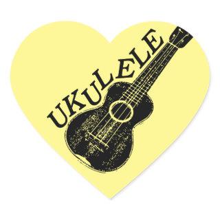 Ukulele Text And Image Heart Sticker