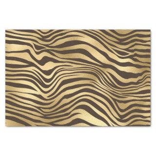 Ultra Glam Gold and Brown Zebra Print Patterned Tissue Paper