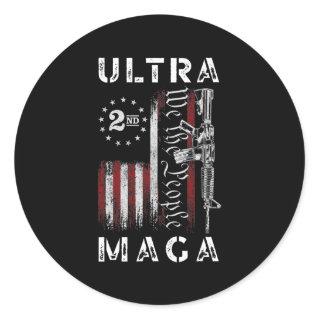 Ultra MAGA We The People AR 15 2nd Amendment 1776 Classic Round Sticker