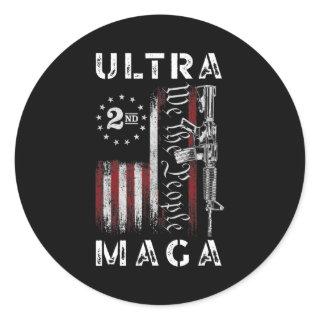 Ultra MAGA We The People AR 15 2nd Amendment 1776 Classic Round Sticker