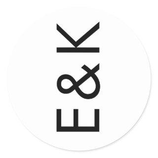 Ultra Modern Bold Big Monogram Simple Wedding Classic Round Sticker