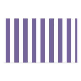 Ultra violet and white candy stripes rectangular sticker