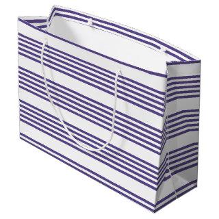 Ultra violet and white five stripe pattern large gift bag