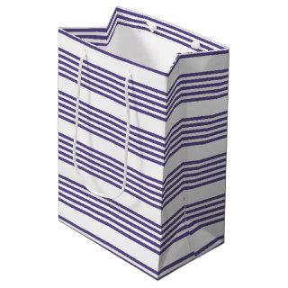 Ultra violet and white five stripe pattern medium gift bag
