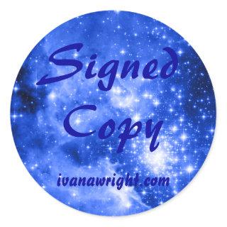 Ultramarine Blue Colored Stars Signed Copy Classic Round Sticker