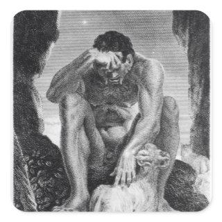 Ulysses Escaping from Polyphemus the Cyclops Square Sticker
