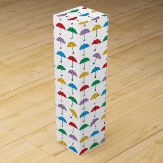Umbrellas in Rain Wine Box