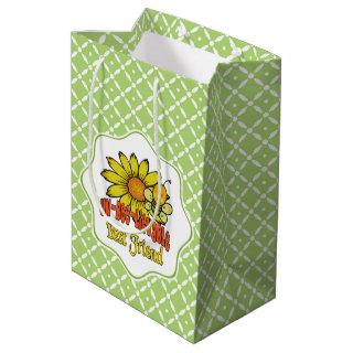 Unbelievable Best Friend Sunflowers and Bees Medium Gift Bag