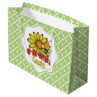 Unbelievable Cousin Sunflowers and Bees Large Gift Bag