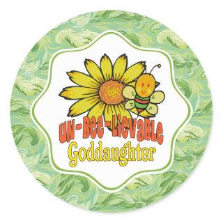 Unbelievable Goddaughter Sunflowers and Bees Classic Round Sticker