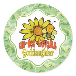 Unbelievable Goddaughter Sunflowers and Bees Classic Round Sticker