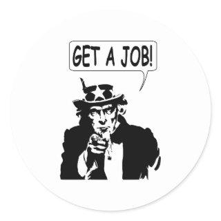 Uncle Sam Get A Job Classic Round Sticker