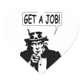 Uncle Sam Get A Job Heart Sticker
