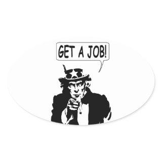 Uncle Sam Get A Job Oval Sticker