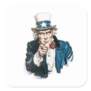 Uncle Sam I Want You Customize With Your Text Square Sticker