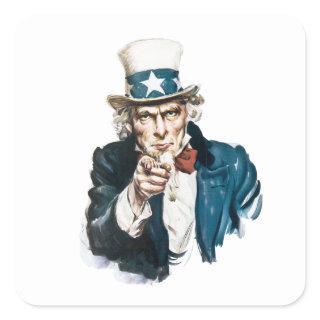 Uncle Sam I Want You Customize With Your Text Square Sticker