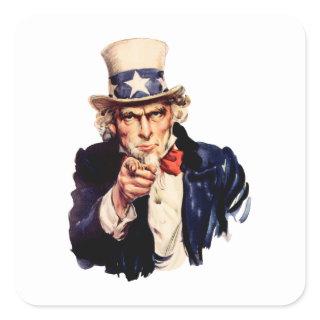 Uncle Sam Pointing His Finger Square Sticker